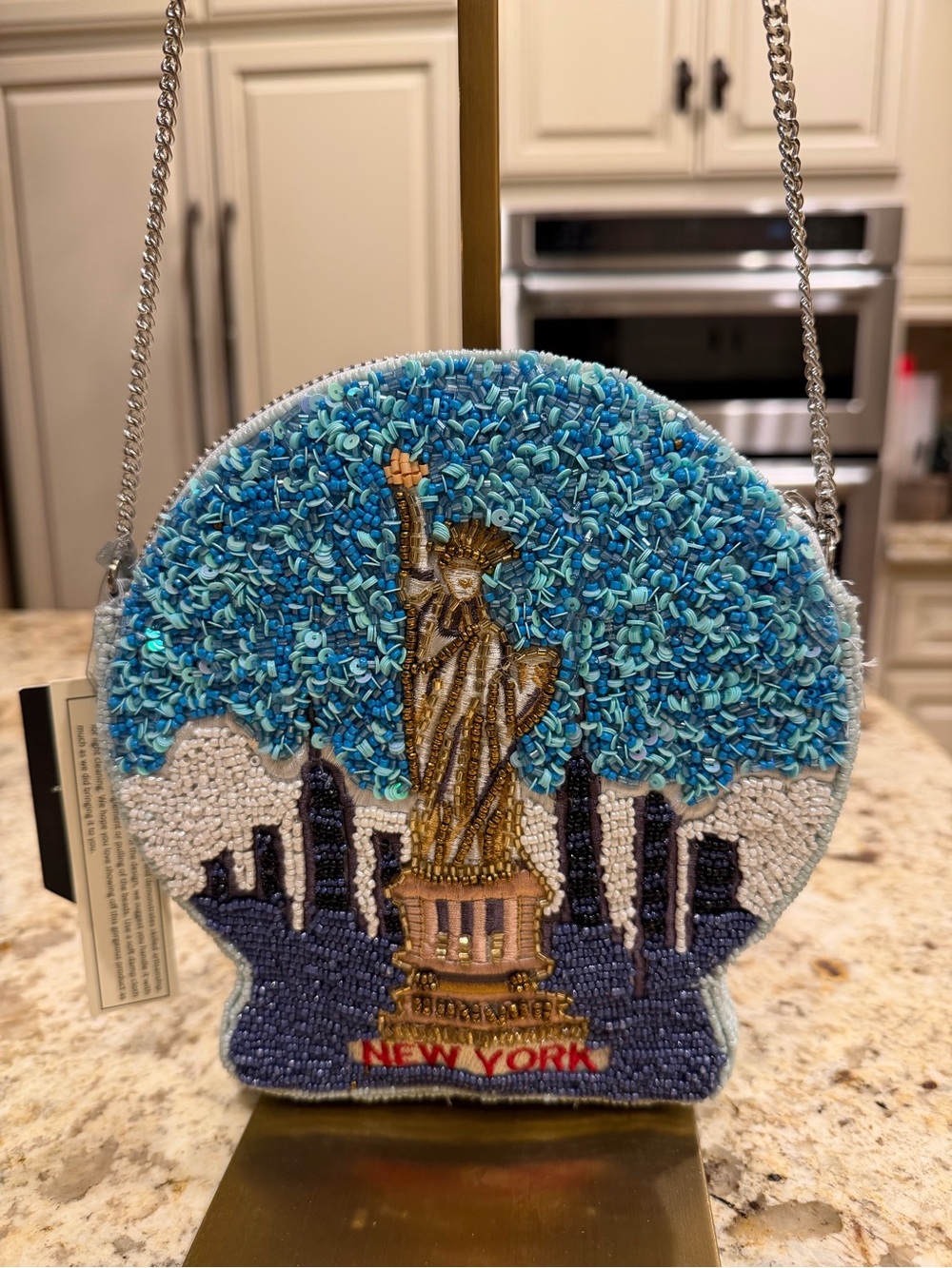 Viral Beaded NYC Globe with Skyline and Statue of Liberty